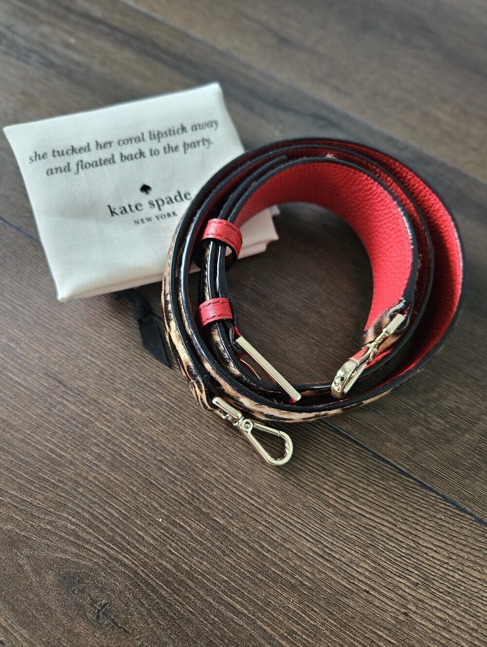 NIP Kate Spade Rodan Exclusive Calf Hair Leopard Red Leather Crossbody Strap